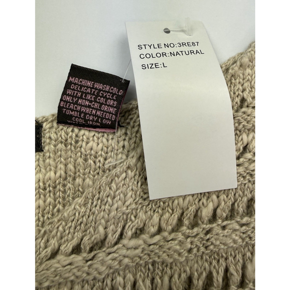 Heather B Knit Sweater Sleeveless Top Large Tan Beige Boho Crochet Summer Spring - Picture 3 of 4